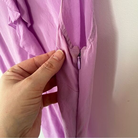 Halogen Lavender Purple Pure Silk Ruffle Sleeveless Blouse - Picture 5 of 7